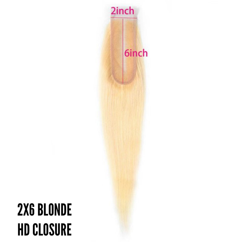 Virgin Hair #613 Blonde 2X6 HD Lace Closure - 图片 2
